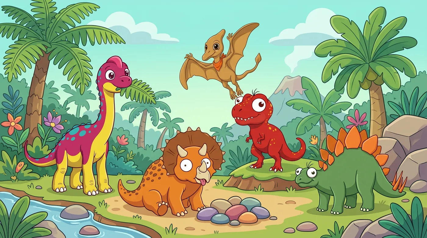 Toda la banda de Dony y los Dinos junto al río en la selva